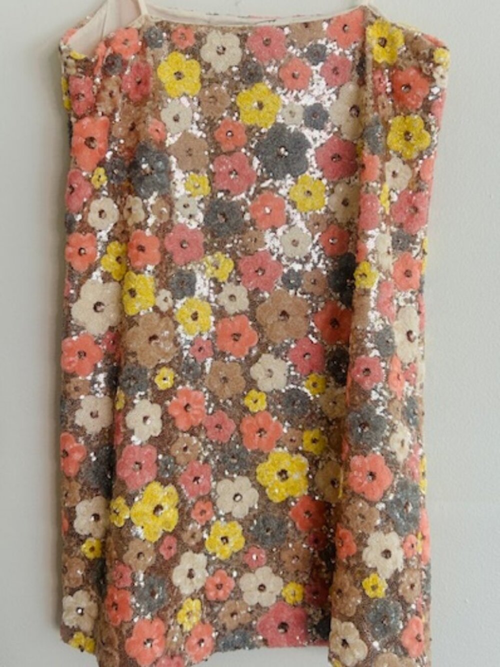 Anthropologie Blue Tassel Floral Sequin Strap Shift Pink Combo Mini Dress NEW - Picture 16 of 16